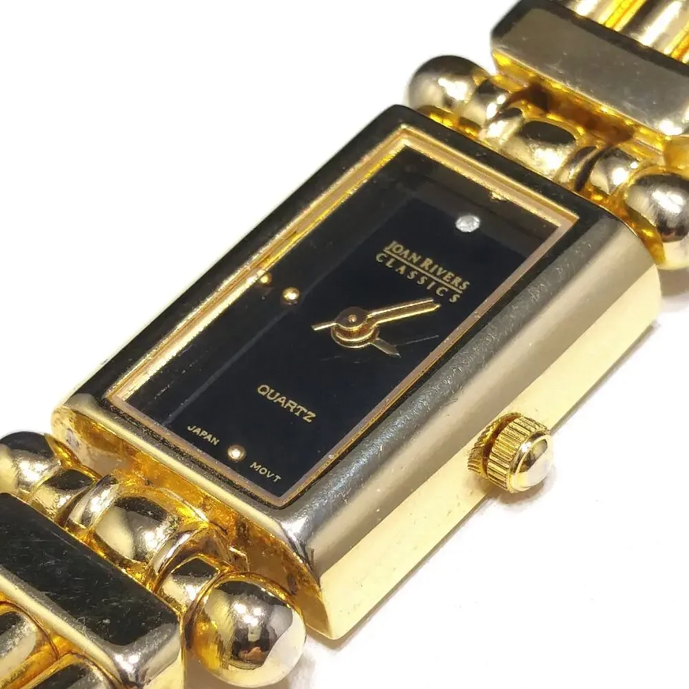 Vintage Joan Rivers Classics Gold Plated Quartz Watch Black Face